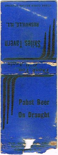 1939 Pabst Beer 113mm WI-PAB-C-SKILL Match Cover Milwaukee Wisconsin