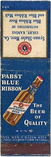 1933 Pabst Blue Ribbon Beer WI-PAB-F1-SSMC Match Cover Milwaukee Wisconsin
