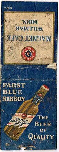 1933 Pabst Blue Ribbon Beer WI-PAB-F1-MAGNET Match Cover Milwaukee Wisconsin
