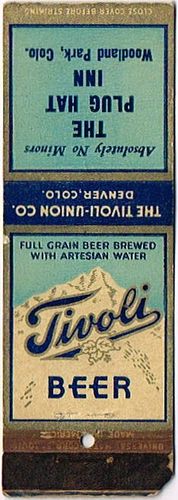 1936 Tivoli Beer 111mm CO-TIV-3-PLUG Match Cover Denver Colorado