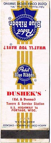 1955 Pabst Blue Ribbon Beer 116mm WI-PAB-32-D Match Cover Milwaukee Wisconsin