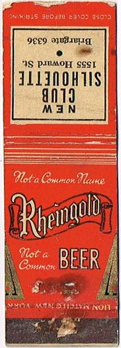 1940 Rheingold Beer 115mm IL-US-4-NCS Match Cover Chicago Illinois