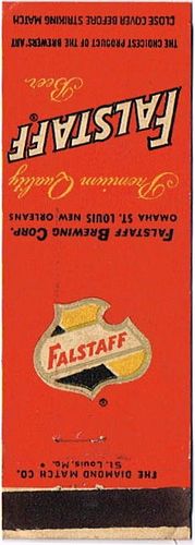 1938 Falstaff Beer 113mm MO-FALS-10 Match Cover St. Louis Missouri