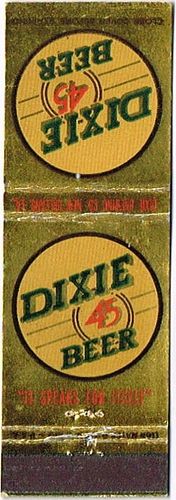 1946 Dixie 45 Beer 113mm LA-DIXIE-4 Match Cover New Orleans Louisiana