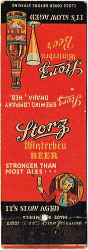 1935 Storz Winterbru Beer 111mm NE-STORZ-3 Match Cover Omaha Nebraska