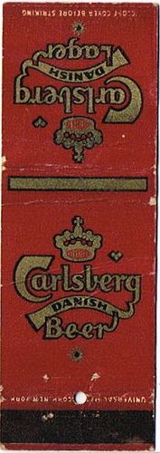 1950 Carlsberg Danish Lager Beer DEN-CARLSBERG-1 Match Cover Copenhagen Denmark