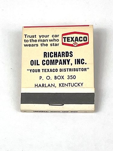 1970 Richards Texaco Oil Co Harlan Kentucky Full Matchbook