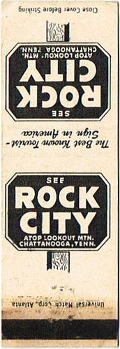 1940 See Rock City Lookout Mountain Chattanooga Tennessee 113mm Match Cover