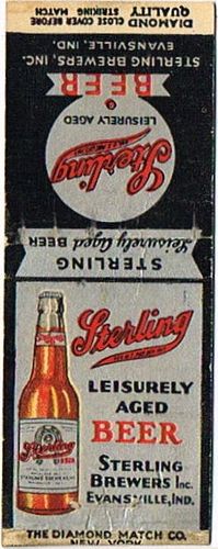 1933 Sterling Beer 114mm IN-STERL-1 Match Cover Evansville Indiana