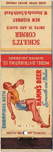 1936 Hamm's Beer () 113mm MN-HAMM-M8-SC Match Cover Saint Paul Minnesota