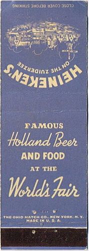 1939 Heineken's Lager Beer 115mm Match Cover Amsterdam Netherlands