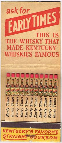 1950 Rare 1940s Early Times Bourbon Full Giant Feature Match Book