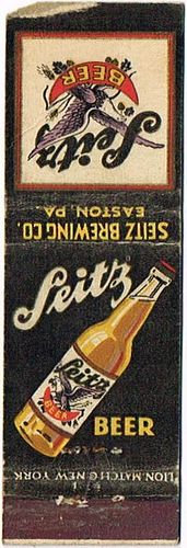 1936 Seitz Beer 116mm PA-SEITZ-2 Match Cover Easton Pennsylvania