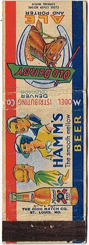 1933 Hamm's Beer/Old Derby Ale 113mm MN-HAMM-M1 Match Cover Saint Paul Minnesota