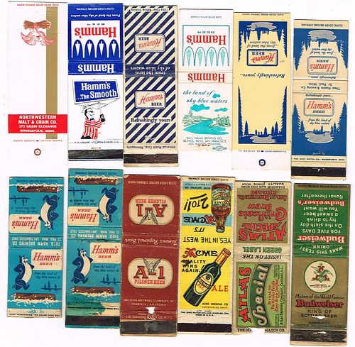 Lot Of 12 Beer Matchcovers #12 Hamm's Acme A-1 Atlas Special Arizona