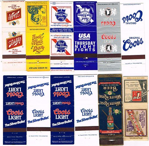 Lot Of 12 Beer Matchcovers #5 Rock & Roll White Rose Dallas Coors