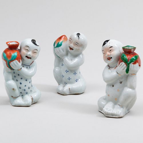 Three Chinese Export Porcelain Figures of Boys