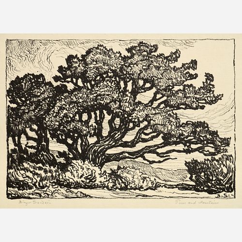 Birger Sandzen "Pines and Mountains" (1922 Lithograph)
