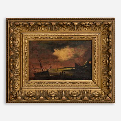 Maritime Oil on Board, Signed Dumont