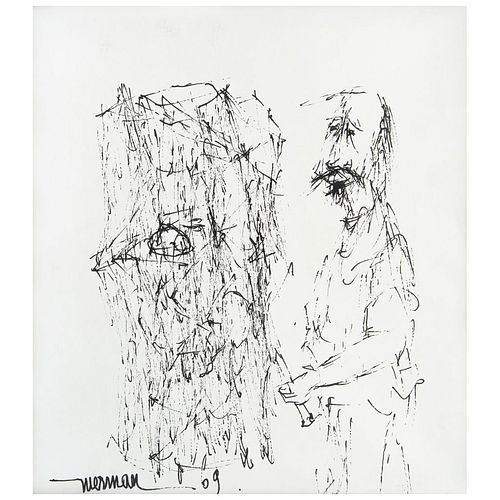 LEONARDO NIERMAN, Sin título, Firmada y fechada 09, Tinta sobre papel, 21.5 x 19.5 cm