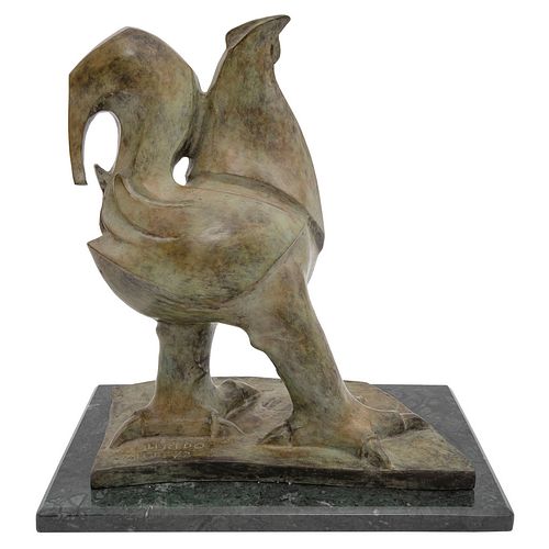 ALFREDO ZALCE, Sin título, Firmada y fechada 72, Escultura en bronce en base de mármol, 38 x 36.5 x 23 cm, Con certificado