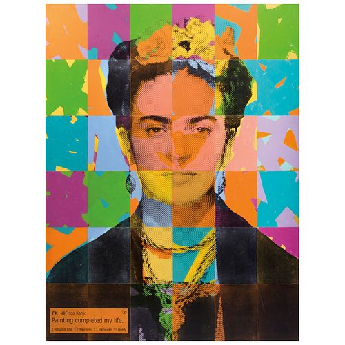 ALEJANDRO VIGILANTE, Frida, Firmado y fechado 2014, Acrílico y transfer sobre MDF, 160 x 122 cm, Con certificado