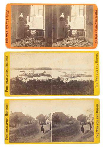 CIVIL WAR CONFEDERATE STEREOVIEW CARDS, LOT OF THREE