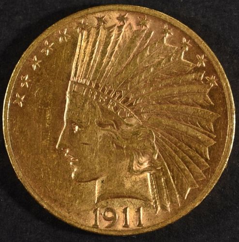 1911 $10 GOLD INDIAN CH AU