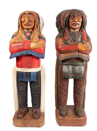 Two Half Lifesize Cigar Store Indian Figures