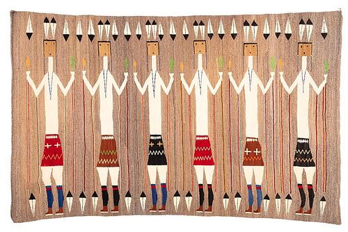 Pictorial Yei Navajo Rug, 6' x 3'10"