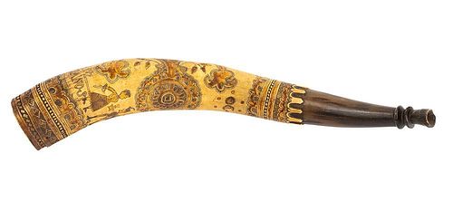 Mexican Carved Powder Horn