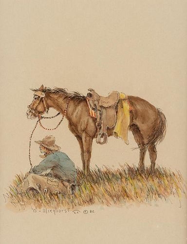 Olaf Wieghorst, watercolor