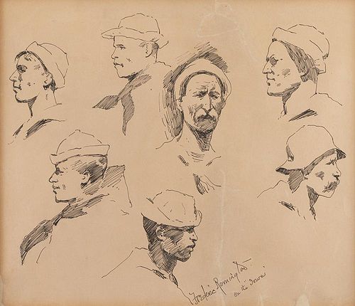 Frederic Remington, pen and ink study