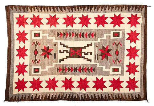 J.B. Moore Crystal Storm Pattern Navajo Rug, 7’2” x 5’