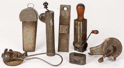 Collection of seven nutmeg graters, mostly 19th c.