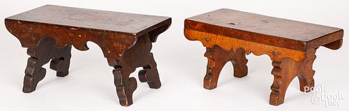 Two scalloped edge footstools, 19th c.