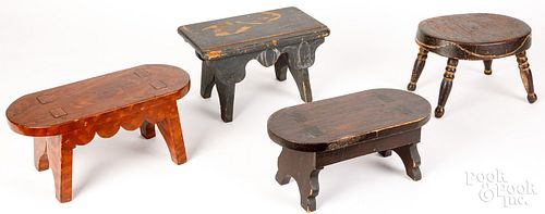 Four footstools 19th/early 20th c.
