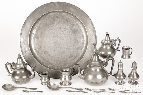 Pewter tablewares, mostly English