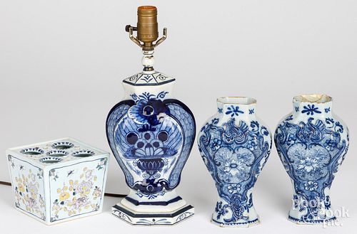 Three Delftware garnitures, 18th/19th c.