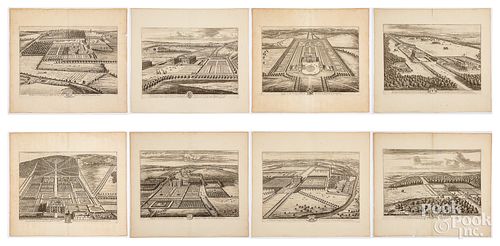 Set of eight copper-plate engravings