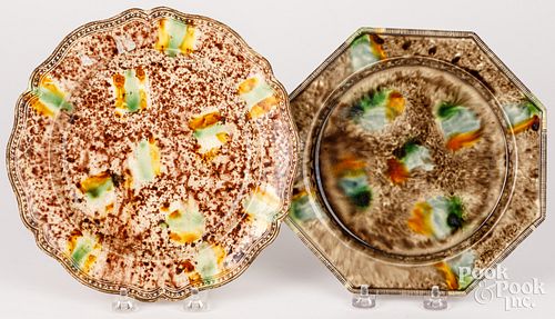 Two Whieldon-type tortoiseshell glaze plates