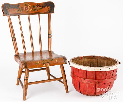 Pennsylvania painted child's chair & apple basket