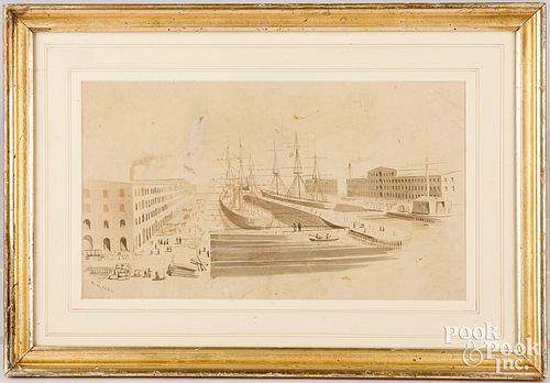 Drawing of a port scene