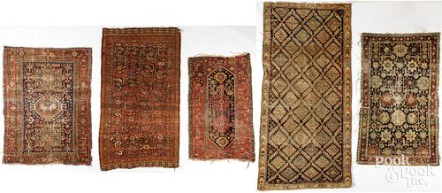 Five Oriental scatter rugs early 20th c.
