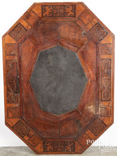 Continental marquetry inlaid and slate table top