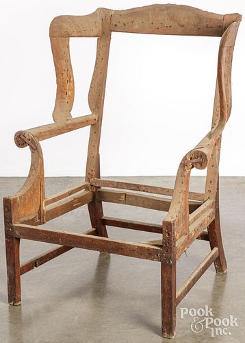 George III mahogany wing chair, late 18th c.
