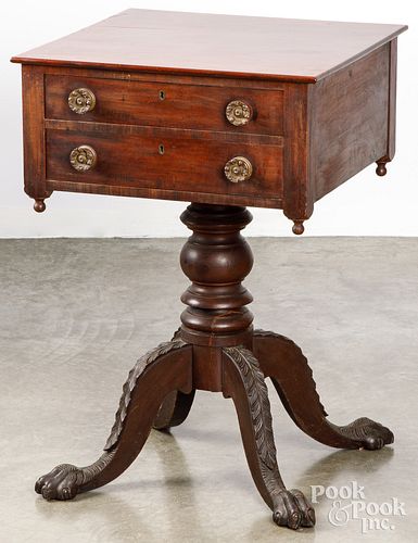 Empire mahogany work table, ca. 1840