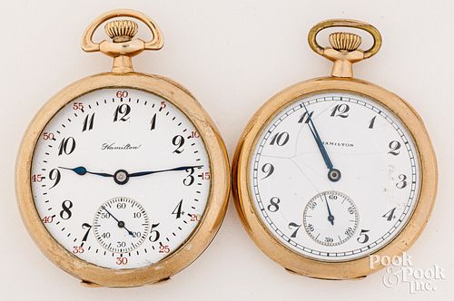 Two Hamilton gold-filled pocket watches