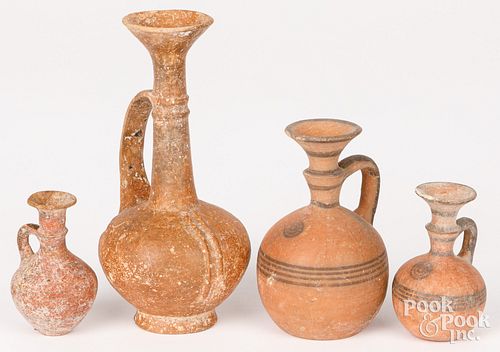 Three miniature Cypriot pottery juglets, etc.