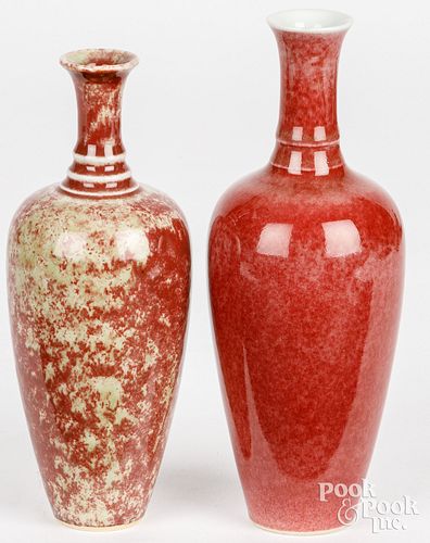 Two Chinese peach bloom vases